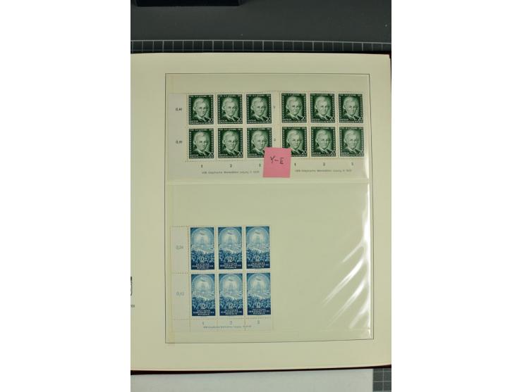 1949/90, in den Hauptnummern nahezu komplette postfrische Sammlung der Druckvermerke und Druckereizeichen, meist in Vierer- o