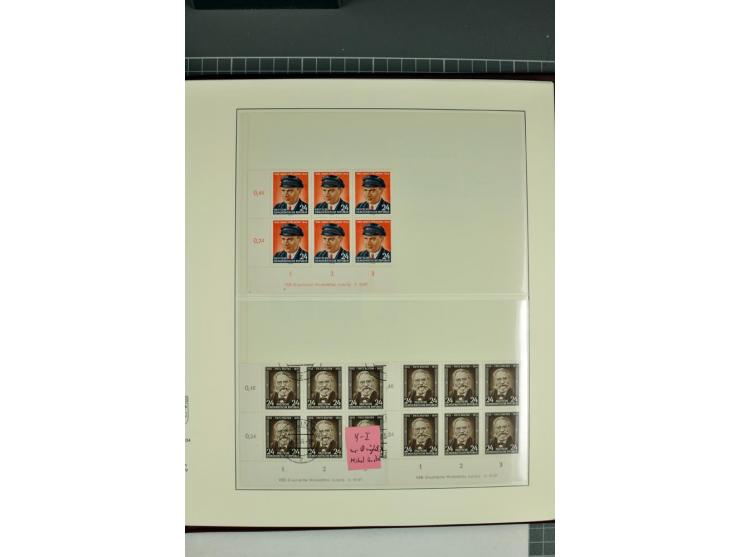 1949/90, in den Hauptnummern nahezu komplette postfrische Sammlung der Druckvermerke und Druckereizeichen, meist in Vierer- o