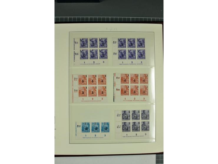 1949/90, in den Hauptnummern nahezu komplette postfrische Sammlung der Druckvermerke und Druckereizeichen, meist in Vierer- o