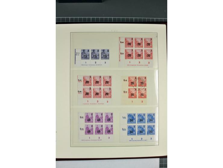 1949/90, in den Hauptnummern nahezu komplette postfrische Sammlung der Druckvermerke und Druckereizeichen, meist in Vierer- o