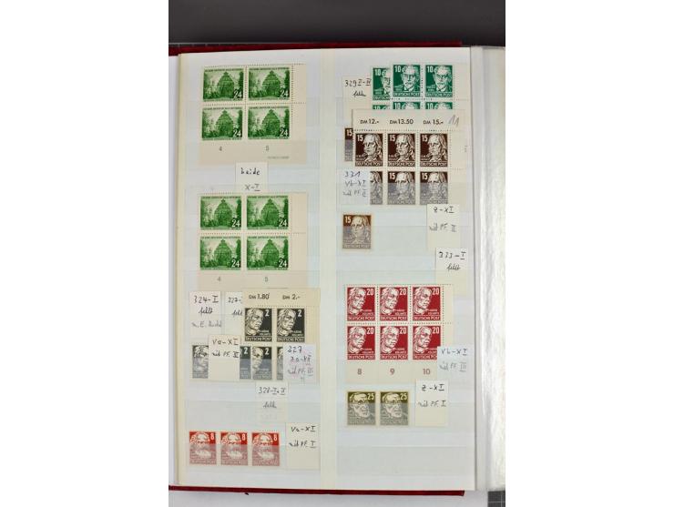 1949/90, postfrische Sammlung mit einigen hundert Plattenfehler, teils in Einheiten mit Normalmarken, dabei Mi.-Nr. 242 I, II