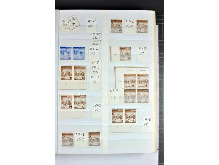 1949/90, postfrische Sammlung mit einigen hundert Plattenfehler, teils in Einheiten mit Normalmarken, dabei Mi.-Nr. 242 I, II