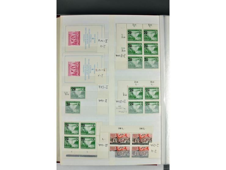 1949/90, postfrische Sammlung mit einigen hundert Plattenfehler, teils in Einheiten mit Normalmarken, dabei Mi.-Nr. 242 I, II