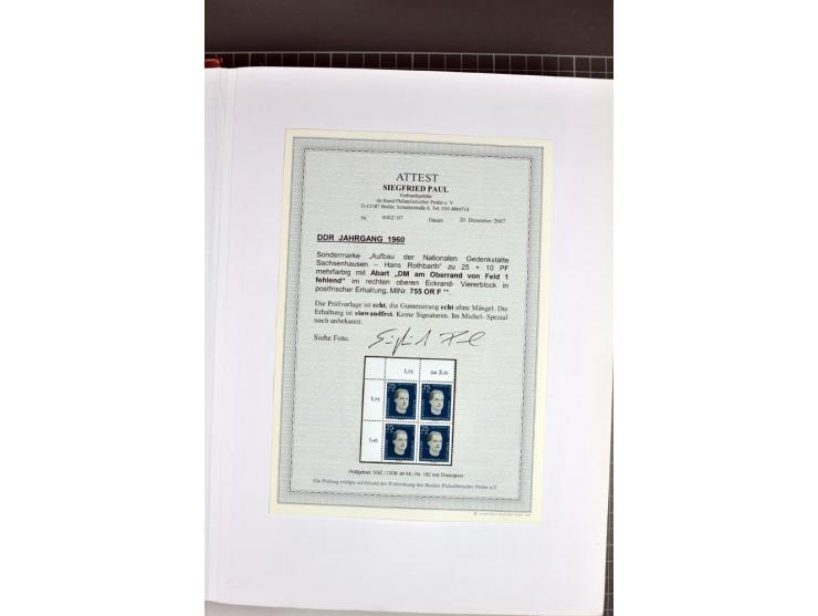 1949/90, postfrische Sammlung mit einigen hundert Plattenfehler, teils in Einheiten mit Normalmarken, dabei Mi.-Nr. 242 I, II