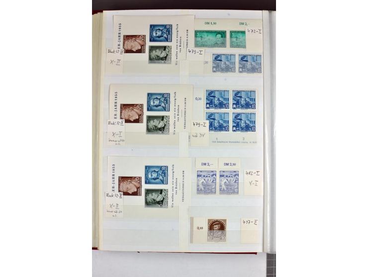 1949/90, postfrische Sammlung mit einigen hundert Plattenfehler, teils in Einheiten mit Normalmarken, dabei Mi.-Nr. 242 I, II
