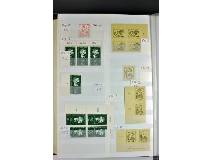 1949/90, postfrische Sammlung mit einigen hundert Plattenfehler, teils in Einheiten mit Normalmarken, dabei Mi.-Nr. 242 I, II