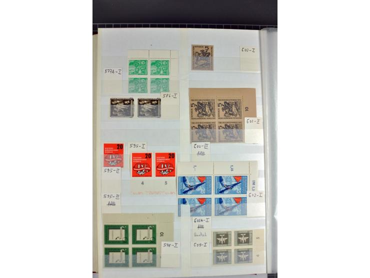 1949/90, postfrische Sammlung mit einigen hundert Plattenfehler, teils in Einheiten mit Normalmarken, dabei Mi.-Nr. 242 I, II