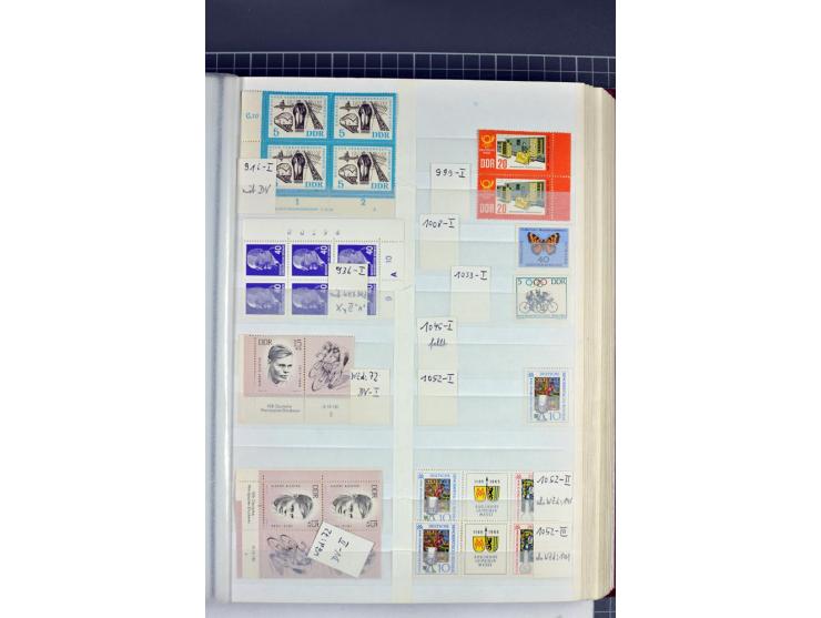 1949/90, postfrische Sammlung mit einigen hundert Plattenfehler, teils in Einheiten mit Normalmarken, dabei Mi.-Nr. 242 I, II