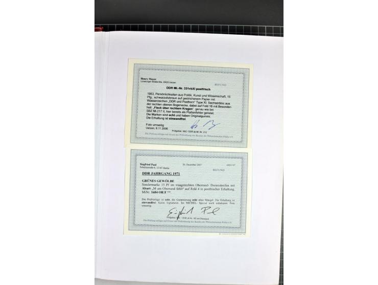1949/90, postfrische Sammlung mit einigen hundert Plattenfehler, teils in Einheiten mit Normalmarken, dabei Mi.-Nr. 242 I, II