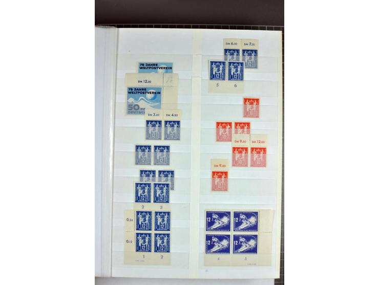 1949/90, postfrische Sammlung mit einigen hundert Plattenfehler, teils in Einheiten mit Normalmarken, dabei Mi.-Nr. 242 I, II