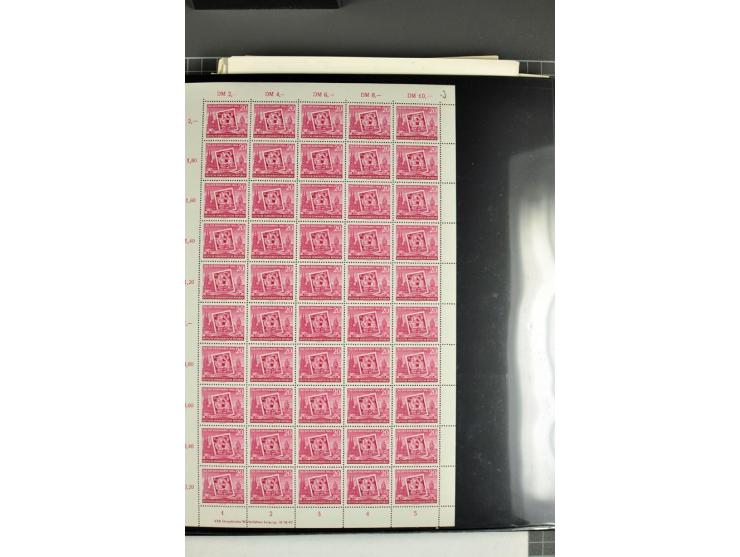 1949/90, postfrischer Bogen-Posten, dabei Mi.-Nr. 243-44 (2 Bogensätze, teils Falt- und Trennstellen), 293, 355-57, 397 mit P