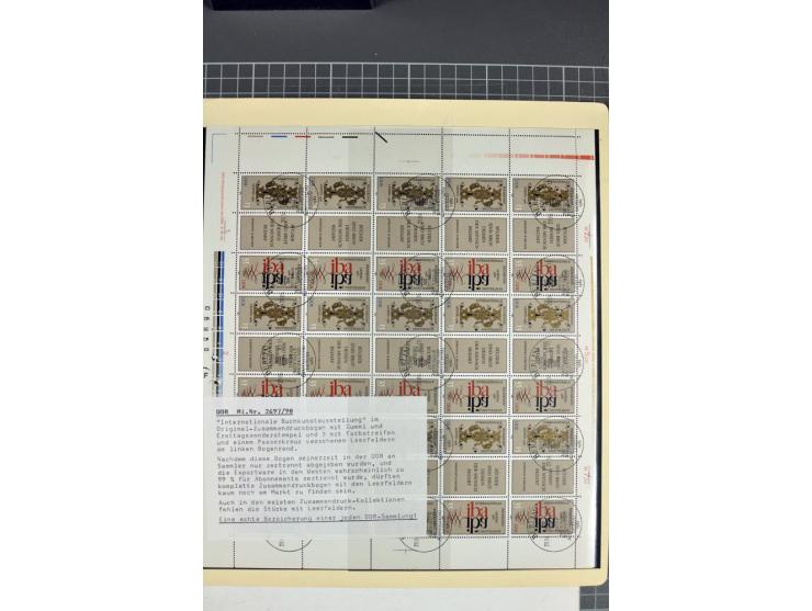 1949/90, postfrischer Bogen-Posten, dabei Mi.-Nr. 243-44 (2 Bogensätze, teils Falt- und Trennstellen), 293, 355-57, 397 mit P