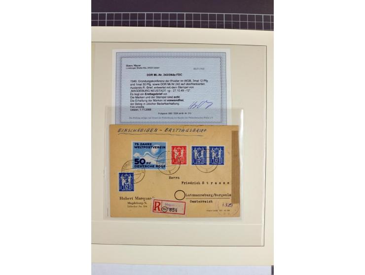 1949, FDC-Sammlung der Ausgabe Gründungskonferenz mit 29 Belegen, dabei EF, MeF, Plattenfehler, Einschreiben, alle mit Befund
