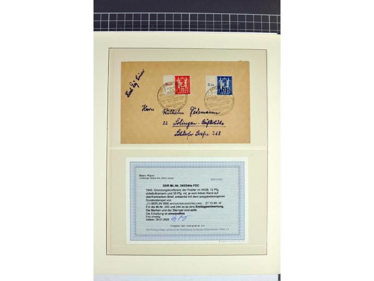1949, FDC-Sammlung der Ausgabe Gründungskonferenz mit 29 Belegen, dabei EF, MeF, Plattenfehler, Einschreiben, alle mit Befund