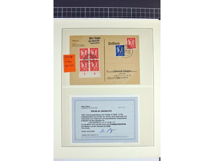 1949, FDC-Sammlung der Ausgabe Gründungskonferenz mit 29 Belegen, dabei EF, MeF, Plattenfehler, Einschreiben, alle mit Befund