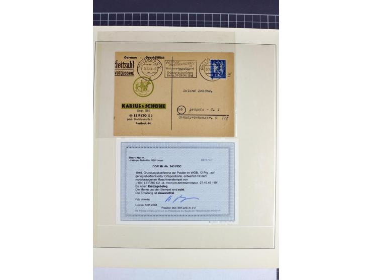 1949, FDC-Sammlung der Ausgabe Gründungskonferenz mit 29 Belegen, dabei EF, MeF, Plattenfehler, Einschreiben, alle mit Befund