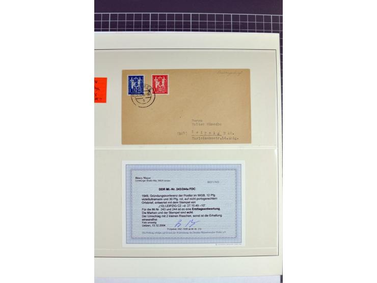 1949, FDC-Sammlung der Ausgabe Gründungskonferenz mit 29 Belegen, dabei EF, MeF, Plattenfehler, Einschreiben, alle mit Befund