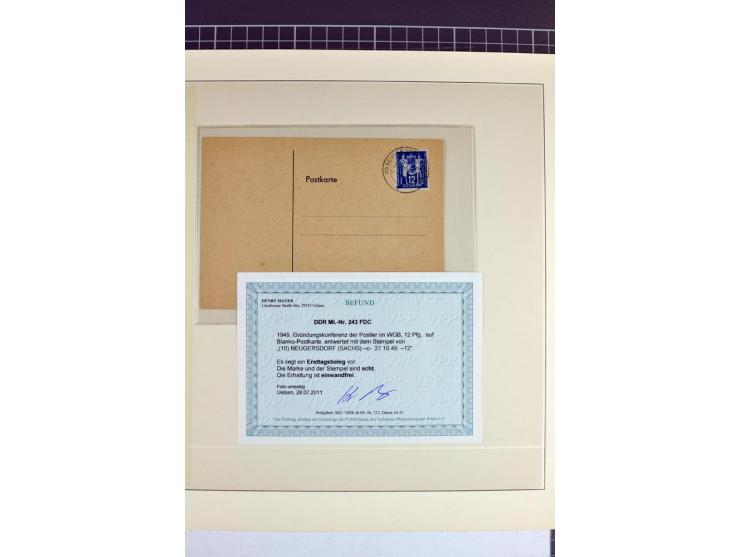 1949, FDC-Sammlung der Ausgabe Gründungskonferenz mit 29 Belegen, dabei EF, MeF, Plattenfehler, Einschreiben, alle mit Befund