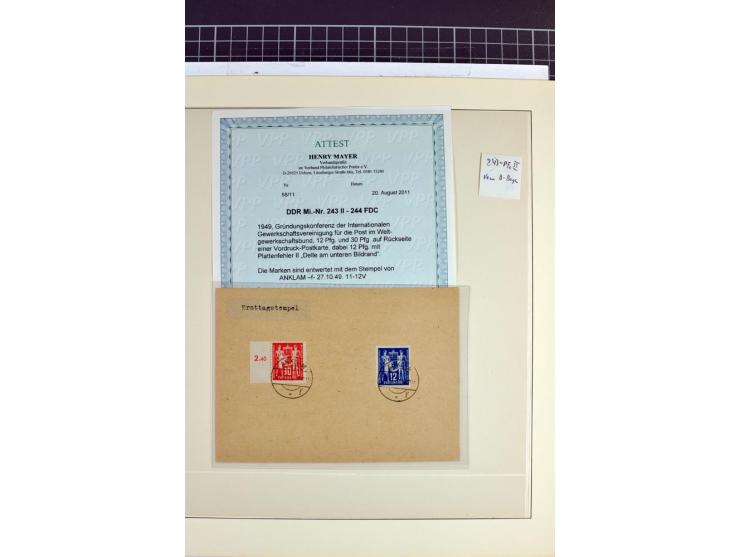 1949, FDC-Sammlung der Ausgabe Gründungskonferenz mit 29 Belegen, dabei EF, MeF, Plattenfehler, Einschreiben, alle mit Befund
