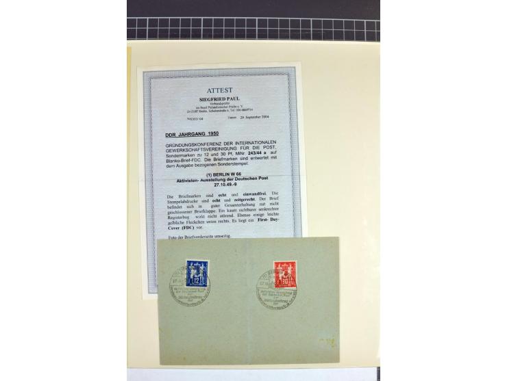 1949, FDC-Sammlung der Ausgabe Gründungskonferenz mit 29 Belegen, dabei EF, MeF, Plattenfehler, Einschreiben, alle mit Befund