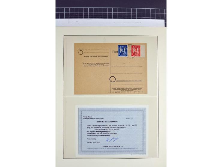 1949, FDC-Sammlung der Ausgabe Gründungskonferenz mit 29 Belegen, dabei EF, MeF, Plattenfehler, Einschreiben, alle mit Befund
