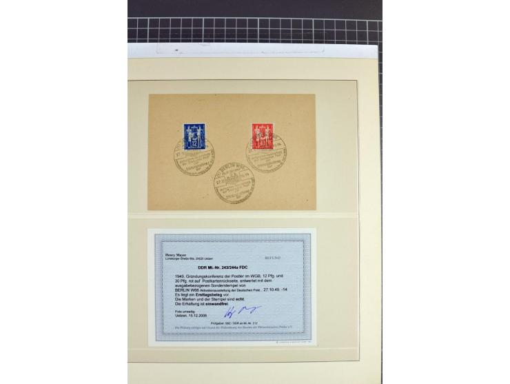 1949, FDC-Sammlung der Ausgabe Gründungskonferenz mit 29 Belegen, dabei EF, MeF, Plattenfehler, Einschreiben, alle mit Befund