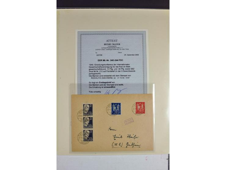 1949, FDC-Sammlung der Ausgabe Gründungskonferenz mit 29 Belegen, dabei EF, MeF, Plattenfehler, Einschreiben, alle mit Befund