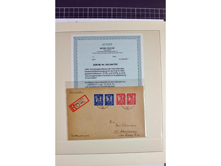 1949, FDC-Sammlung der Ausgabe Gründungskonferenz mit 29 Belegen, dabei EF, MeF, Plattenfehler, Einschreiben, alle mit Befund