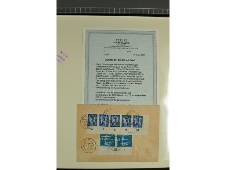 1949, Briefe-Sammlung der Ausgabe Gründungskonferenz mit 68 Belegen, dabei Plattenfehler, Druckvermerke und Druckereizeichen,