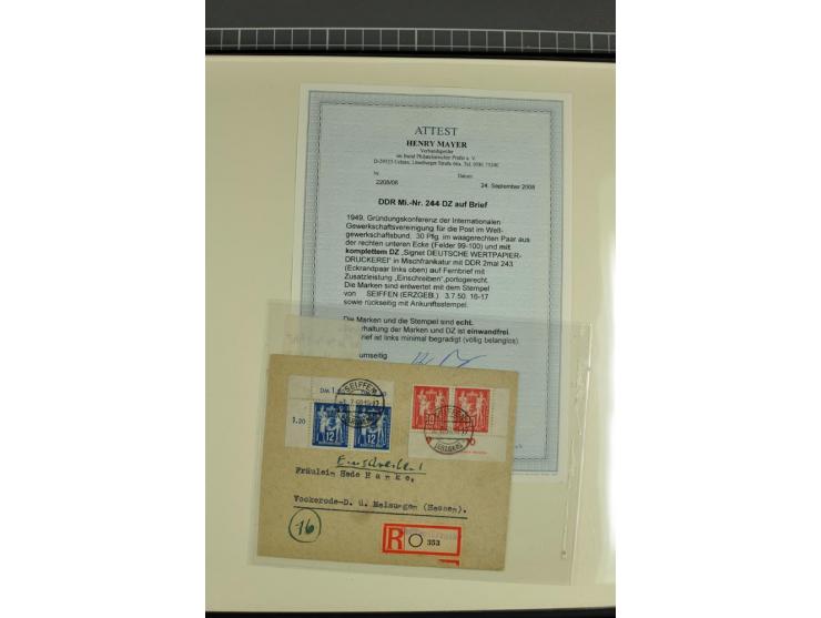 1949, Briefe-Sammlung der Ausgabe Gründungskonferenz mit 68 Belegen, dabei Plattenfehler, Druckvermerke und Druckereizeichen,