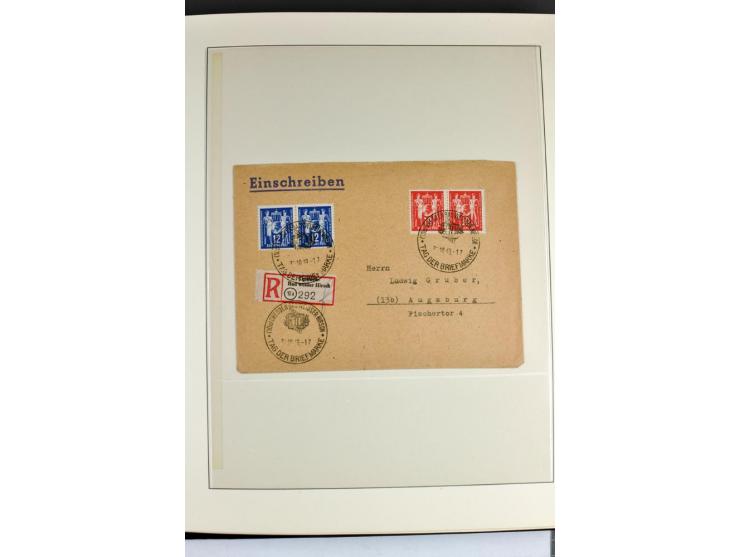 1949, Briefe-Sammlung der Ausgabe Gründungskonferenz mit 68 Belegen, dabei Plattenfehler, Druckvermerke und Druckereizeichen,