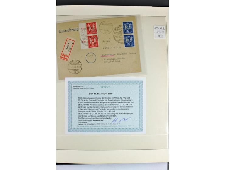 1949, Briefe-Sammlung der Ausgabe Gründungskonferenz mit 68 Belegen, dabei Plattenfehler, Druckvermerke und Druckereizeichen,