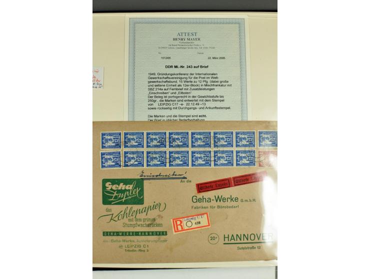 1949, Briefe-Sammlung der Ausgabe Gründungskonferenz mit 68 Belegen, dabei Plattenfehler, Druckvermerke und Druckereizeichen,