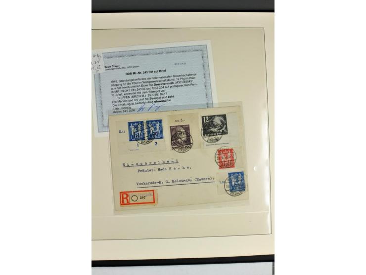 1949, Briefe-Sammlung der Ausgabe Gründungskonferenz mit 68 Belegen, dabei Plattenfehler, Druckvermerke und Druckereizeichen,