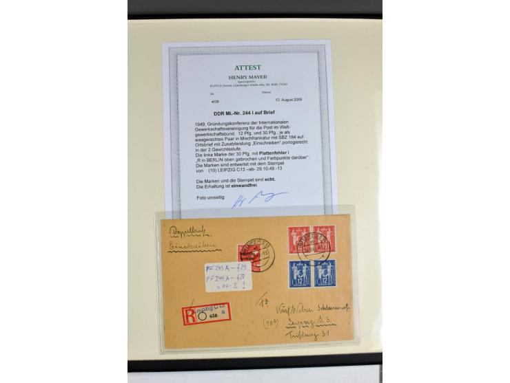 1949, Briefe-Sammlung der Ausgabe Gründungskonferenz mit 68 Belegen, dabei Plattenfehler, Druckvermerke und Druckereizeichen,
