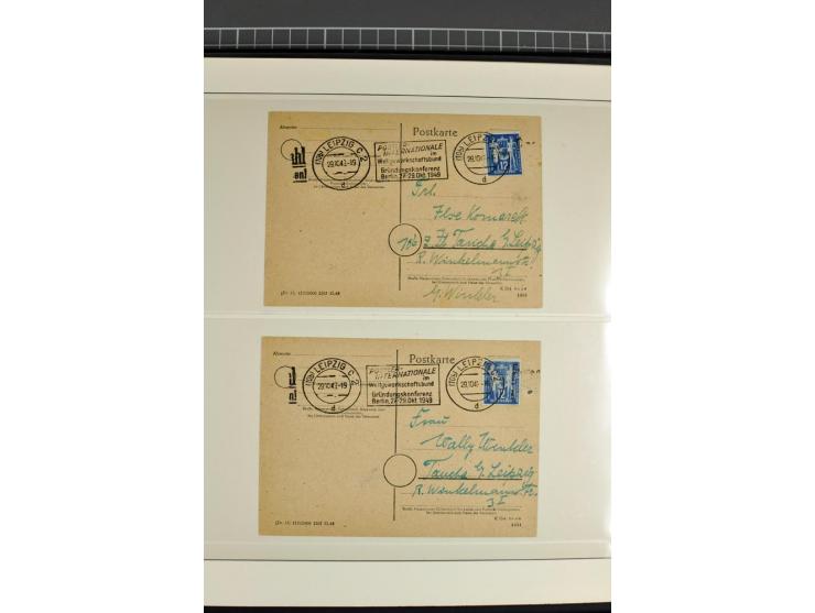 1949, Briefe-Sammlung der Ausgabe Gründungskonferenz mit 68 Belegen, dabei Plattenfehler, Druckvermerke und Druckereizeichen,