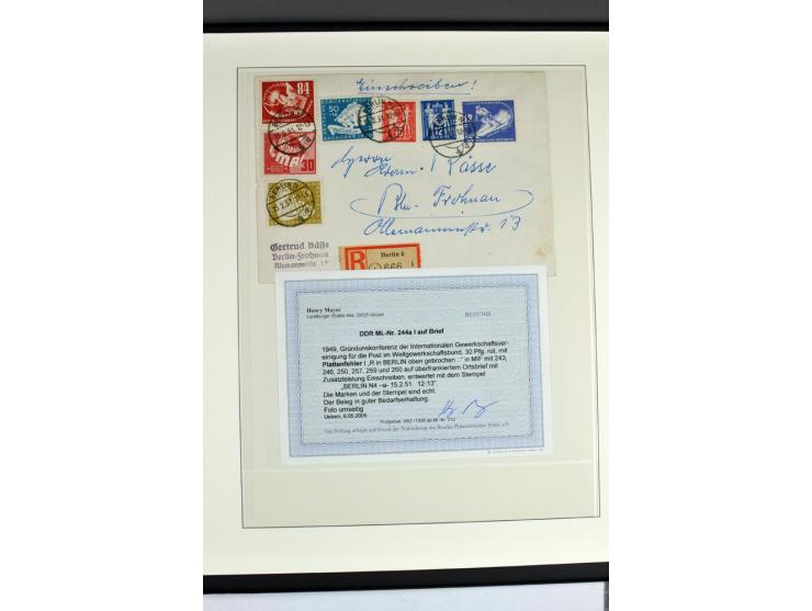 1949, Briefe-Sammlung der Ausgabe Gründungskonferenz mit 68 Belegen, dabei Plattenfehler, Druckvermerke und Druckereizeichen,