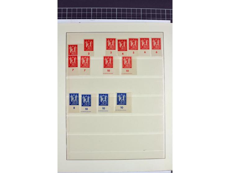 1949, postfrische Spezialsammlung der Ausgabe Gründungskonferenz nach Plattenfehler und Feldmerkmalen mit Feldbestimmung durc