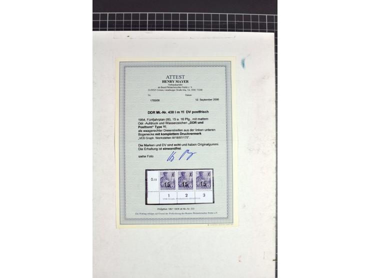 1952/61, postfrische, ungebrauchte und gestempelte Partie mit besseren Wz.-Varianten, teils in Einheiten und Druckvermerke, d