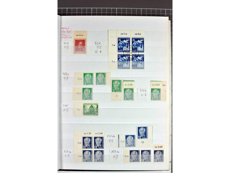 1952/61, postfrische und gestempelte Partie mit besseren Wz.-Varianten und Farben, teils in Einheiten, dabei Mi.-Nr. 338 vb X