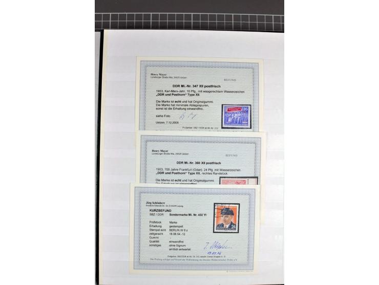 1952/61, postfrische und gestempelte Partie mit besseren Wz.-Varianten und Farben, teils in Einheiten, dabei Mi.-Nr. 338 vb X
