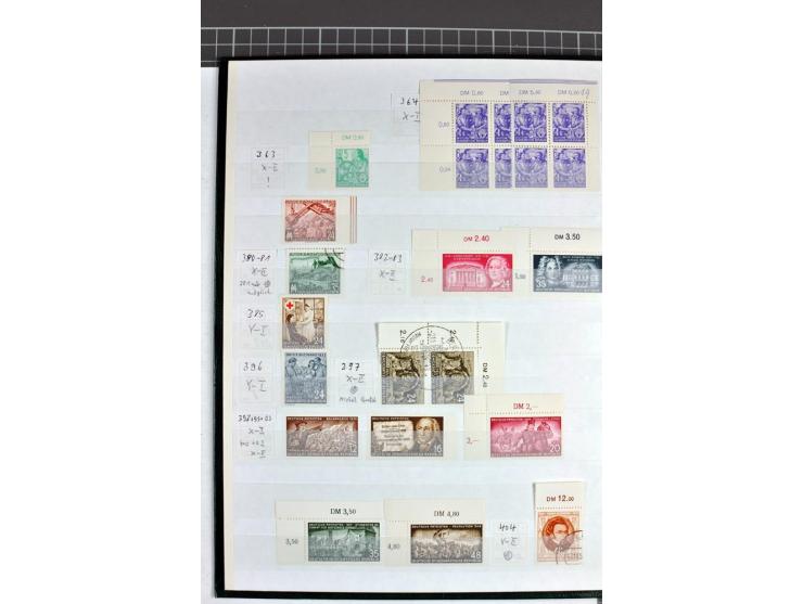 1952/61, postfrische und gestempelte Partie mit besseren Wz.-Varianten und Farben, teils in Einheiten, dabei Mi.-Nr. 338 vb X
