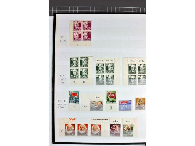 1952/61, postfrische und gestempelte Partie mit besseren Wz.-Varianten und Farben, teils in Einheiten, dabei Mi.-Nr. 338 vb X