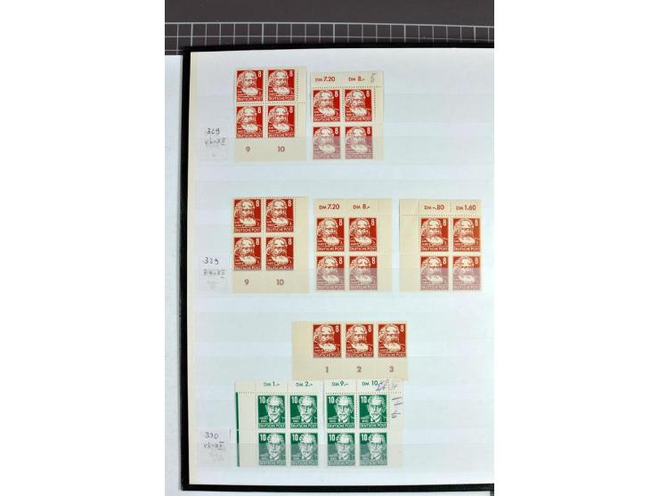 1952/61, postfrische und gestempelte Partie mit besseren Wz.-Varianten und Farben, teils in Einheiten, dabei Mi.-Nr. 338 vb X