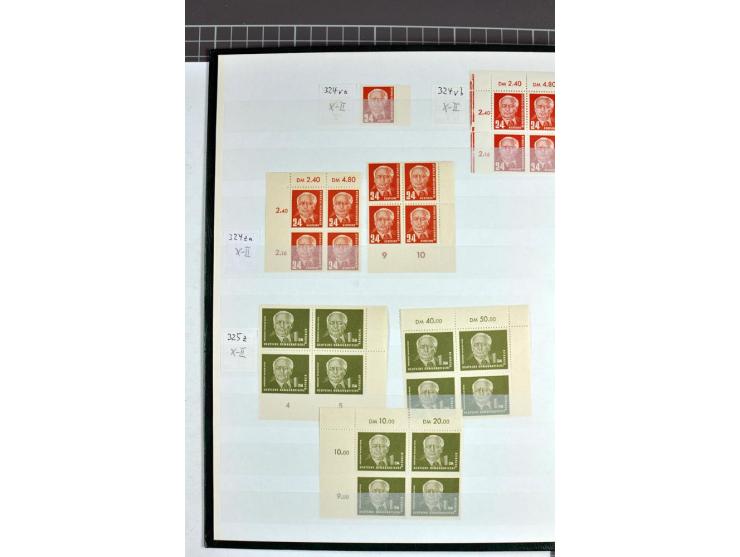 1952/61, postfrische und gestempelte Partie mit besseren Wz.-Varianten und Farben, teils in Einheiten, dabei Mi.-Nr. 338 vb X