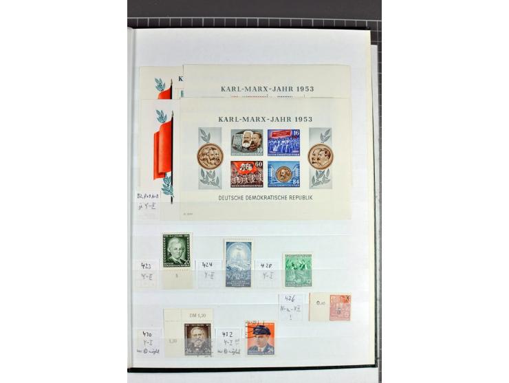 1952/61, postfrische und gestempelte Partie mit besseren Wz.-Varianten und Farben, teils in Einheiten, dabei Mi.-Nr. 338 vb X