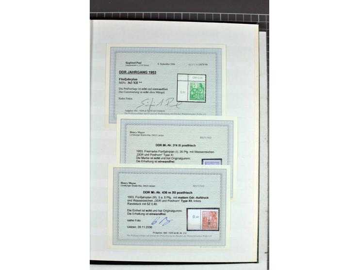 1952/61, postfrische und gestempelte Partie mit besseren Wz.-Varianten und Farben, teils in Einheiten, dabei Mi.-Nr. 338 vb X