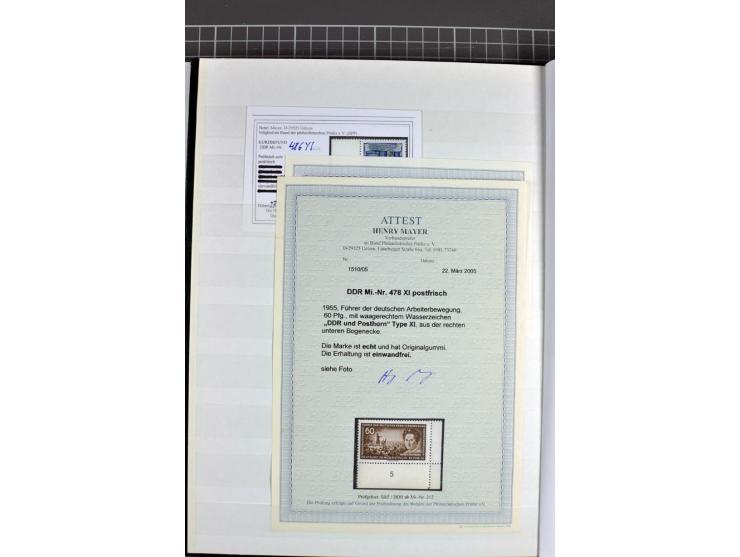 1952/61, postfrische und gestempelte Partie mit besseren Wz.-Varianten und Farben, teils in Einheiten, dabei Mi.-Nr. 338 vb X