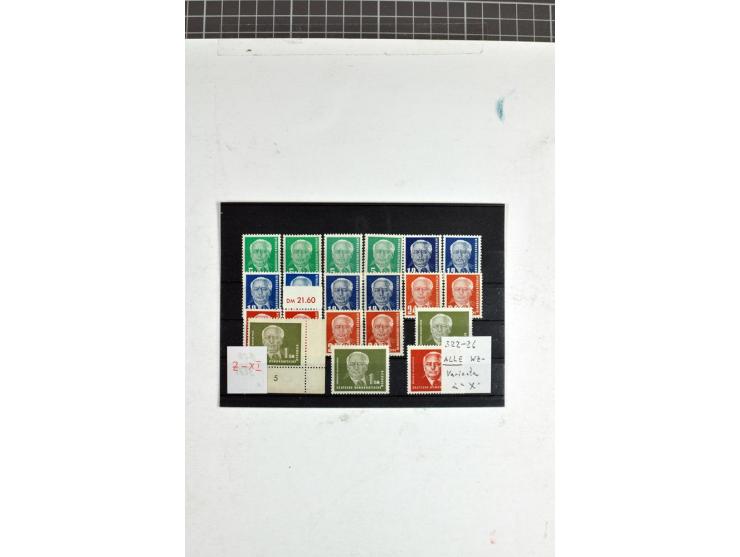1952/58, postfrische Partie mit den Ausgaben Pieck, Persönlichkeiten und Fünfjahrplan, nach Farben und Wz.-Varianten speziali