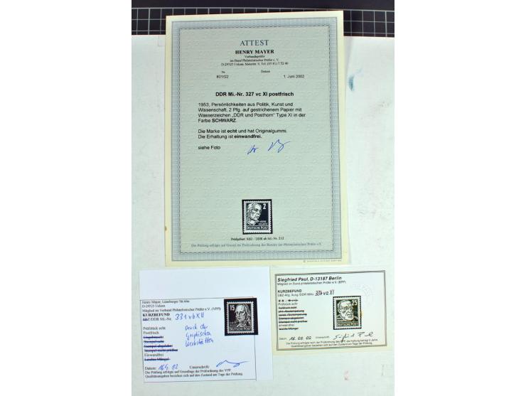1952/58, postfrische Partie mit den Ausgaben Pieck, Persönlichkeiten und Fünfjahrplan, nach Farben und Wz.-Varianten speziali